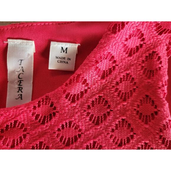 Tacera Fushia Eyelet Dress Sleeveless Lined Sz Medium - Picture 7 of 8